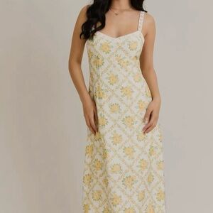 Floral Lace Trim Maxi Dress